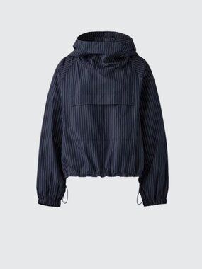 UNIQLO :C Hooded Pullover Shirt 100% Cotton Navy Striped Windbreaker Size M